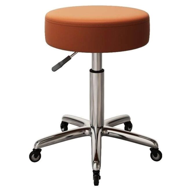 Salon Swivel Leather Stool Pale Brown