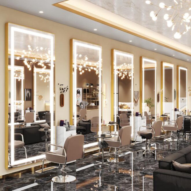 Wall Style Salon Barber Mounted LED Mirror Rectangle