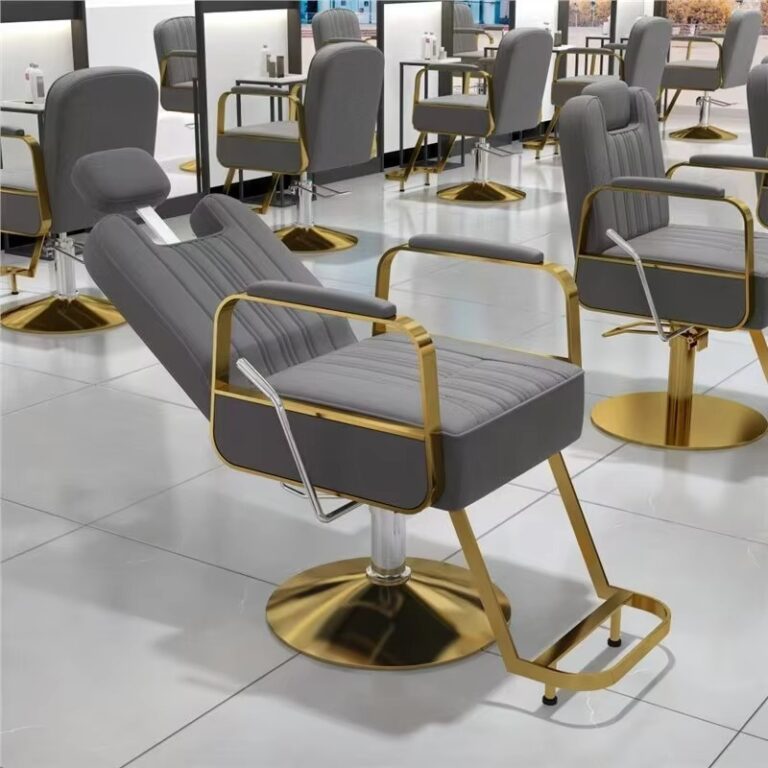 Reclining Barber Shop Chair barber Chairs Gray - Salon & Barber ...