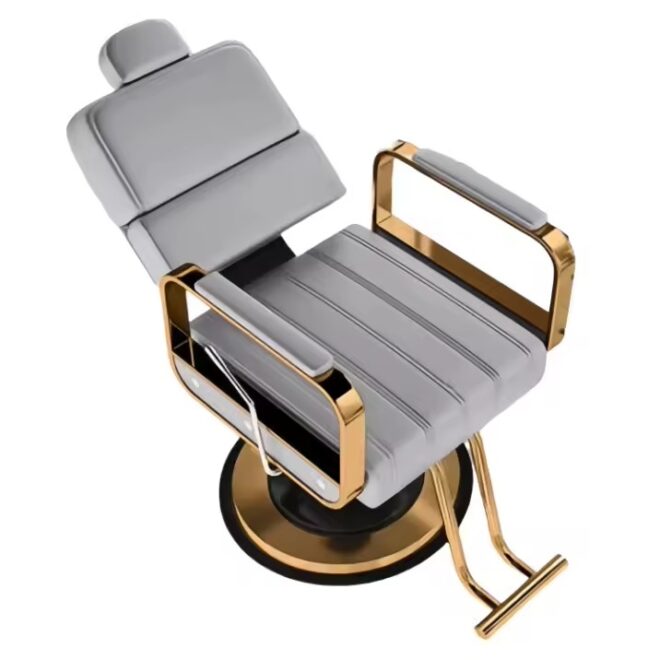 Reclining hydraulic pump Gray gold Barber Chair